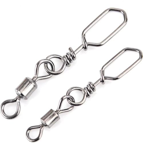 FISH KING 1 Pack 1/0# 2# 4# 6# 8# 10# 12# Rolling Swivel With Swedish Snap Fishing Hook Lure Connector Terminal Fishing Tackle