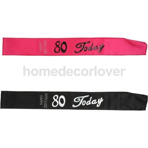 Diamante 18th 21th 30th 40th 50th 60th 70th 80th Happy Birthday Party Satin Sash Favour Decor Accessories Rose/Black
