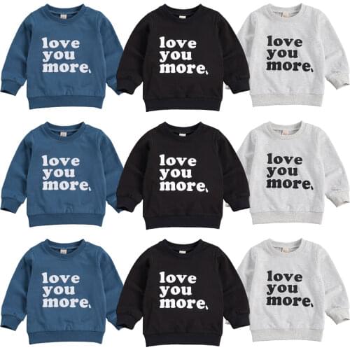 Toddler Kids Girls Boys Sweatshirts, Long Sleeve Round Neck Letter Printed Casual Pullover Tops
