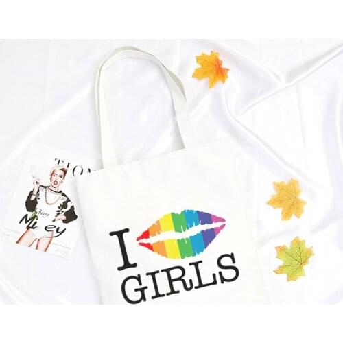 Harajuku Large Capacity Messenger Bag Casual Cute Shopping Women Bags Six Colors Of Love Rainbow Love Print Shoulder Canvas Bags