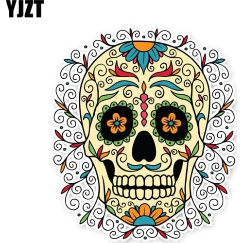 YJZT 10.5CM*12CM Personality Sugar Skull Head Window Body Car Sticker Accessories 6-2528