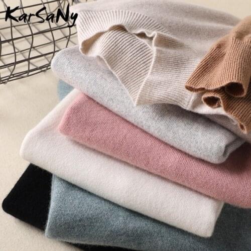 KarSaNy Womens Jumper Knitted Sweater Women Spring Vintage Elegant Pullover Half Turtleneck Sweater For Women Knitted Tops 2021