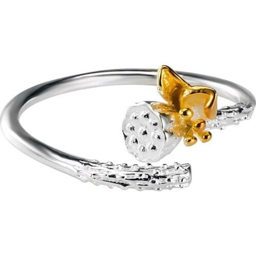 S925 Sterling silver Creative design lotus Flower Ring Engagement Proposal Ring Women Wedding Anniversary Gift