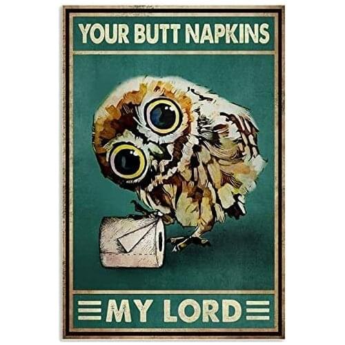 Owl Your Napkins Tin Sign Bathroom Rules Family Hotel Gym Door Wall Decoration Vintage Metal Tin Sign Best Bathroom Gift