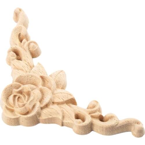 1Pc 8*8cm Woodcarving Corner Decal Unpainted Wood Carved Decal Corner Onlay Applique Frame for Home Furniture Cabinet Door Craft