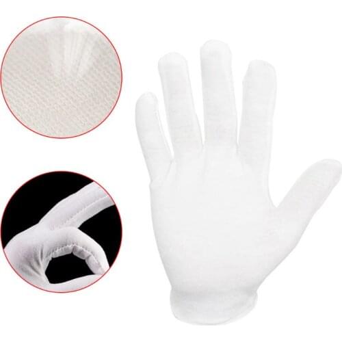 24Pcs White Cotton Gloves Stretchable Coin Jewelry Silver Inspection Mittens X7JB