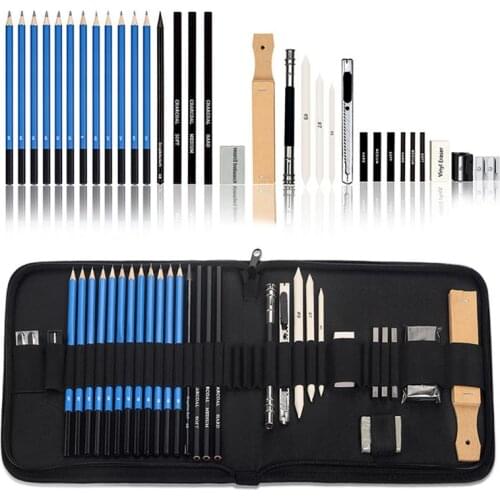 32pcs/set Sketch Pencil Set Wooden Art Drawing Kit Portable Painting Sketching Writing Supplies