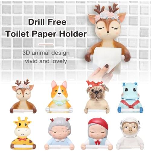 3D Cartoon Toilet Tissue Holder Wall Mount Punch Free Toilet Parper Holder Loo Lavatory Tissue Roll Holder Bathroom Accessories