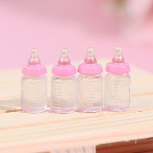 4Pcs Mini Milk Bottle 1:12 Dollhouse Miniature Baby Milk Bottle Doll House Decoration
