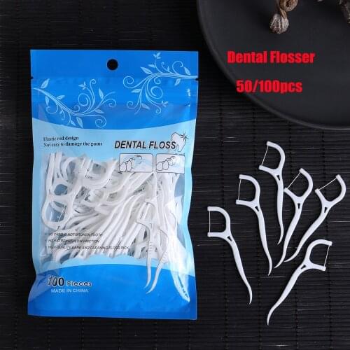 50/100pcs Dental Floss Oral Care Teethpick Teeth Cleaning Dental Flosser Interdental Brush Teeth Gap Clean Dental Supplies
