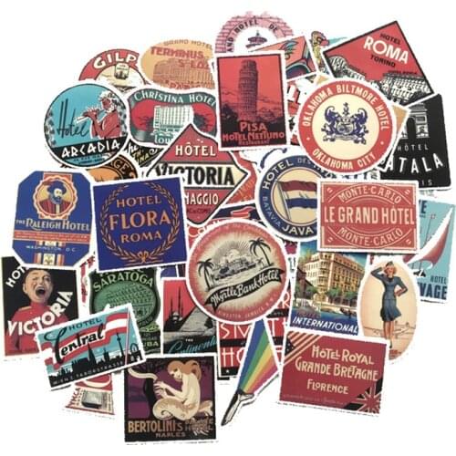 55PCS Brand Retro Hotel Graffiti JDM Stickers To DIY Guitar Motorcycle Laptop Luggage Skateboard Car Snowboard F4