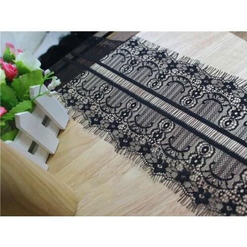 6M/Lot White Black DIY Bilateral eyelash lace trim lace fabrics 14cm wedding dress curtain clothes decoration