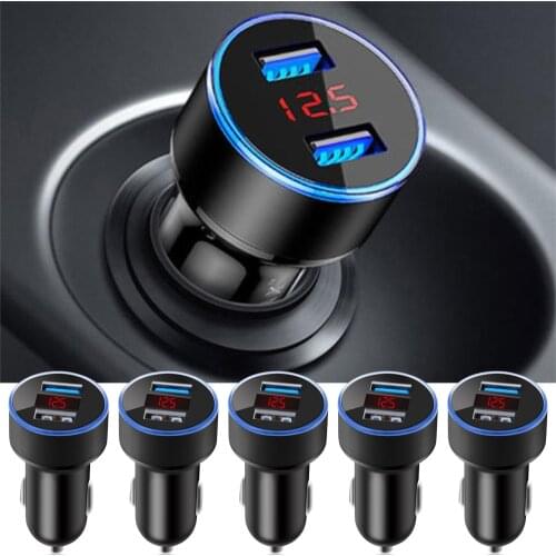 Car Accessories Car Charger 2 Port LCD Display 12-24V Cigarette Socket Lighter Dual USB professional 3.1A For Smart Phone