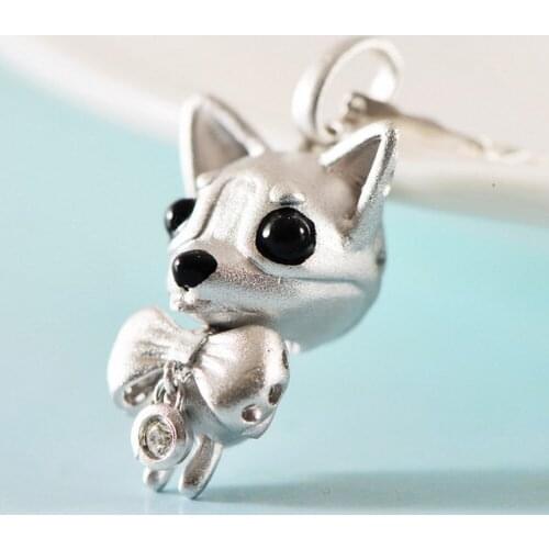 BOCAI Real Pure S990 pure silver carved teacup puppy pendant small and fresh and cute pendant for Woman