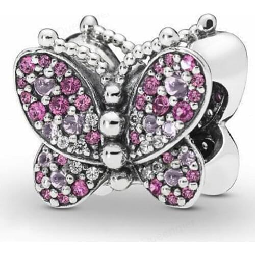 925 Sterling Silver Butterfly European Charms Bead Original Bracelets Chain DIY Pendant Charm Beads Girl Women Jewelry Making