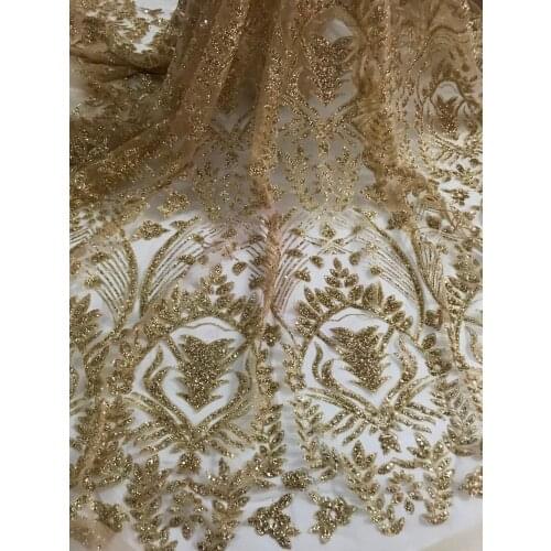 Fast shipping high quality z-han6255 african net lace fabric African french lace fabric with glued glitter