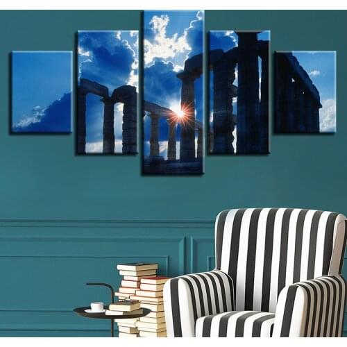 Ancient Greek Architecture Temple Canvas HD Prints Posters Home Decor Wall Art Pictures 5 Pieces Art Paintings No Frame