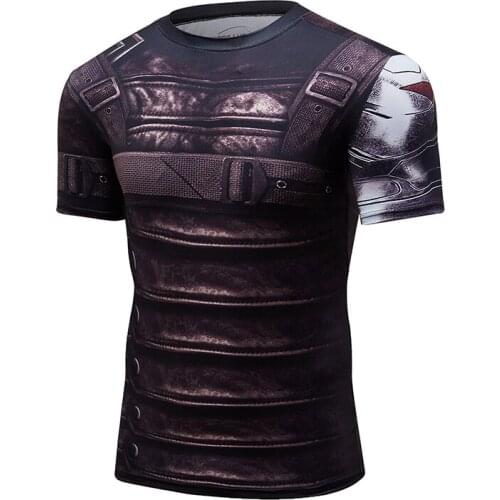Summer New Mens 3d Armor Printing Short Sleeve Round Neck Casual T Shirt Outdoor Running Fitness Sports Jerseys