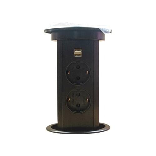 Smart QI Wireless Fast Charger Automatic Pop Up Lifting Socket with EU Plug Universal Outlets and 2 USB Port For Home Kitchen