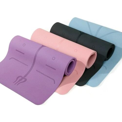 183*61cm TPE Yoga Mat With Position Guiding Line 6mm Thickened Double-sided Non-slip Odorless Gym Fitness Mat With Yoga Bag