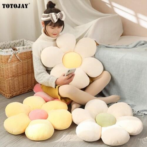 Colorful Flower Plush Cushion Toy Soft Cartoon Plant Stuffed Doll Chair Cushion Sofa Pillow Decorative Floor Mat Lovely Gift