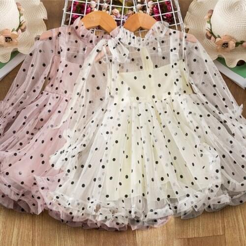 Lace Girls Dress Spring Summer Full Sleeves Kids Dresses for Girls Flower Girl Wedding Evening Children Clothing Size 3-8 Years
