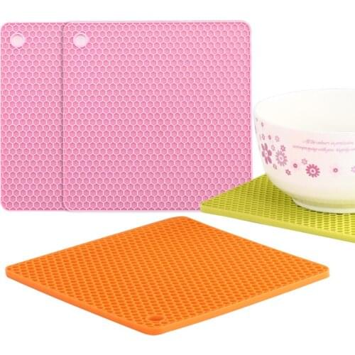 Square Honeycomb Pad Silicone Placemat Insulation Anti-scalding Casserole High Temperature Thickened Microwave Oven Mat