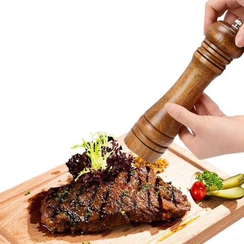 Spice Pepper Grinder Wooden 5/8/10 Inch Manual Pepper Adjustable Ceramic Grinder Spice Shaker Home Kitchen Tool Seasoning Bottle