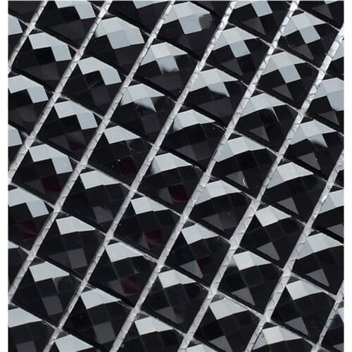 Mystery Black 13 facets beveled Diamond Mirror Glass Mosaic Tiles, DIY Store Display Cabinet Decorate Outdoor Wall Sticker