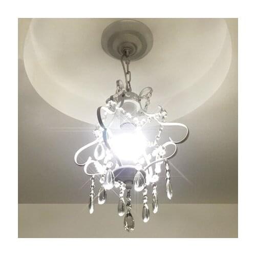 Nordic E27 LED Crystal Wrought Iron Black/White Light For Living Room Lustre Chandelier Lighting Pendant Hanging Ceiling Fixture