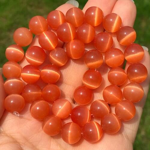 Orange Cats Eye Opal Natural Stone 4/6/8/10/12MM Loose Spacer Moon Stone Glass Beads For Jewelry Making DIY Bracelets Findings