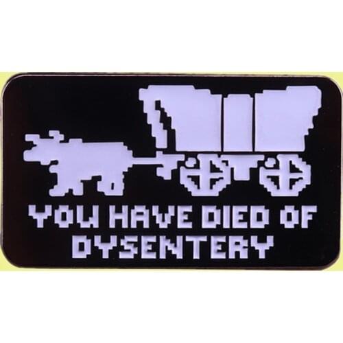 Oregon trail Dysentery computer game covered wagon Enamel pin 19th century pioneer life adventure game brooch nerdy Badge