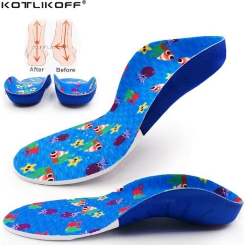 KOTLIKOFF Children Orthopedic Insole Professional Arch Support Flat Foot OX-Legs Kids Orthotic Shoes soles Heel Insert Foot Care