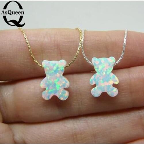 Fashion personality big bear natural opal pendant necklace natural stone pendant necklace for women party jewelry