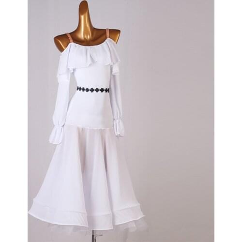 Modern Ballroom Dance Competition Dress Female Adult Kids Costume Long Sleeve Waltz Performance Clothes Latin Clothes DQL5669