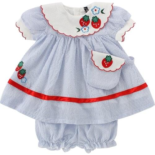 2021 Summer Baby Girls vintage Embroidered Print Spanish lolita Dress Birthday Party Cute Dress for Girls