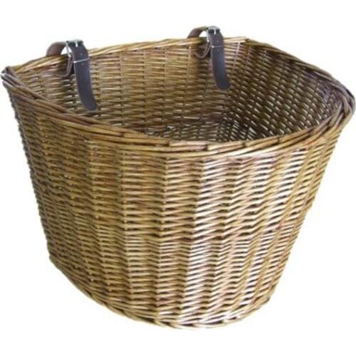 Retro, Handmade, Wicker Bicycle Front Basket with Leather Straps