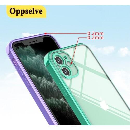 Luxury Plating Square Frame Transparent Case For iPhone 12 11 Pro Max X XR 6 6S 7 8 Plus SE Slim Soft Silicone Clear Cover Coque