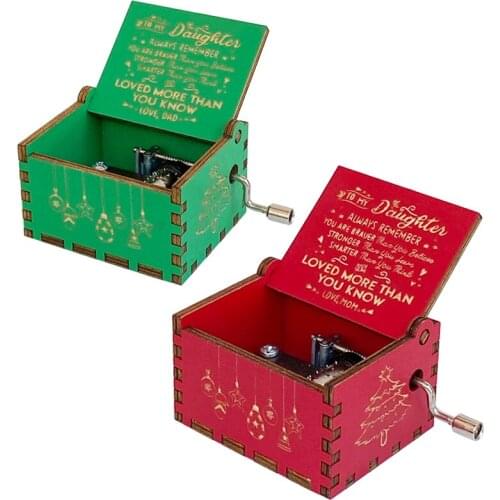 Christmas Dwarf Wooden Music Box Laser Engraved Wooden Cute Music Box for Children/Wife/Son Merry Christmas