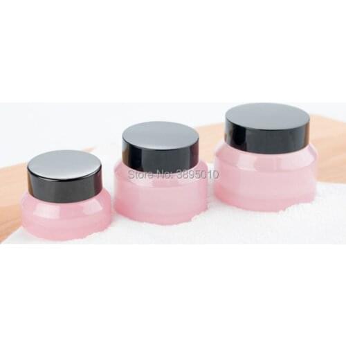 15G 30G 50G Pink Make up Glass Jar With Black Lids Seal 1oz Container Cosmetic Packaging, Glass Skin Care Pot F419
