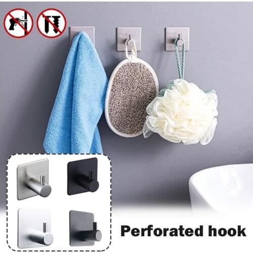 Self Adhesive Home Kitchen Wall Door Hook Key Holder Rack Towel Hanger Bathroom Rack Hooks Aluminum Multi-Purpose Storage Hooks