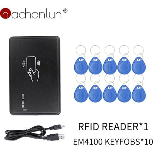 125KHz RFID Reader ID Frequency Card Only Reader USB Port Smart Card Programmer +10pcs em4100 keyfobs Tag