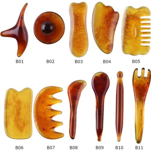 Resin Beeswax Amber Guasha Scraper Face Neck Back SPA Therapy Massage Board Guasha Board Scraper Massage Tool