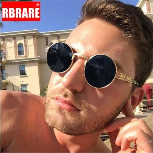 RBRARE New Retro Spring Legs Sunglasses Men Metal Steampunk Round Shades Male Clear Sun Glasses Gothic Hip Hop Sunglasses Women