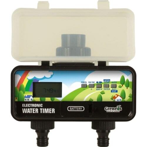 Solar electronic water timer garden irrigation controller with rain stop function 2 outlets ,adopt solenoid valve, 5 keys to set