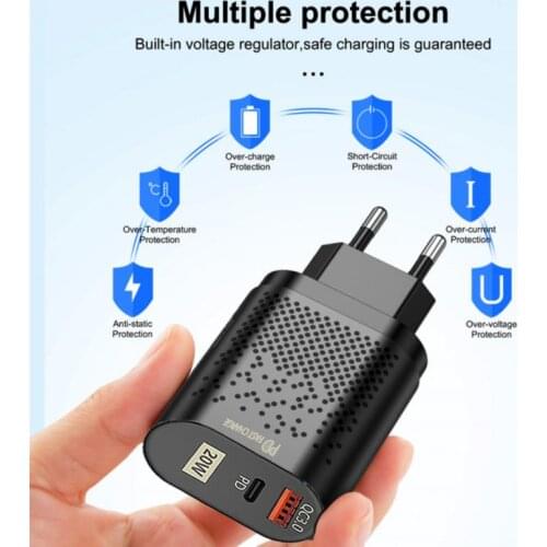 20W PD Fast Charger For IPhone 12 Pro Max Mini USB Dual Port Travel Charger Quick Charge QC3.0 Wall Charger For Huawei Dropship