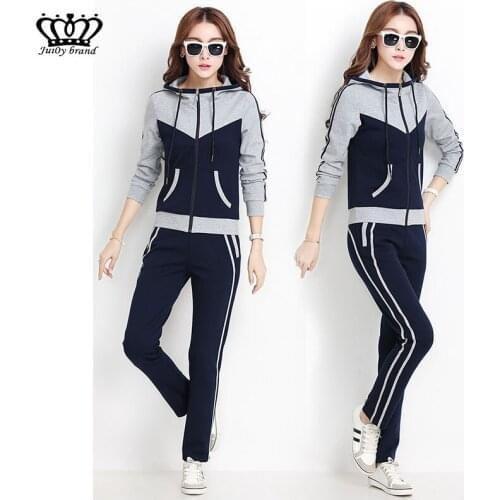 Womens brand pure cotton velvet fabric sportswear cotton suit womens sportswear hoodie shirt and pants size S - XL