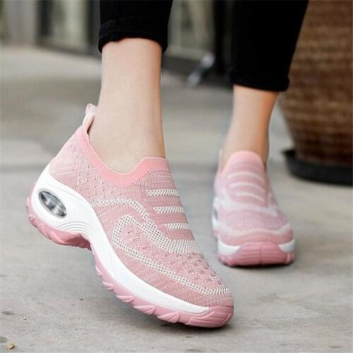 2021 Customized Ladies Breathable Sneakers Knitted Shoes Ultra Light Ladies Vulcanized Shoes Couple Casual Sneakers