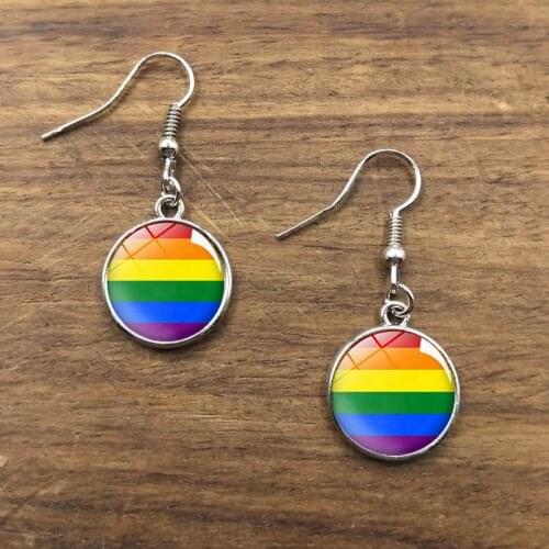 Colour Round Stud earring For Women Alloy Glass Earring Fashion Lovers Jewelry Gay Pride Bijoux Accessories Pendientes