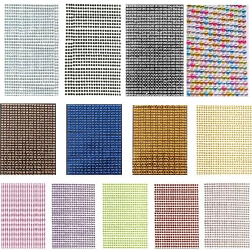 1 Sheet 4mm Self Adhesive Beads Crystals Rhinestones Strip DIY Car Nail Art Decal Silver